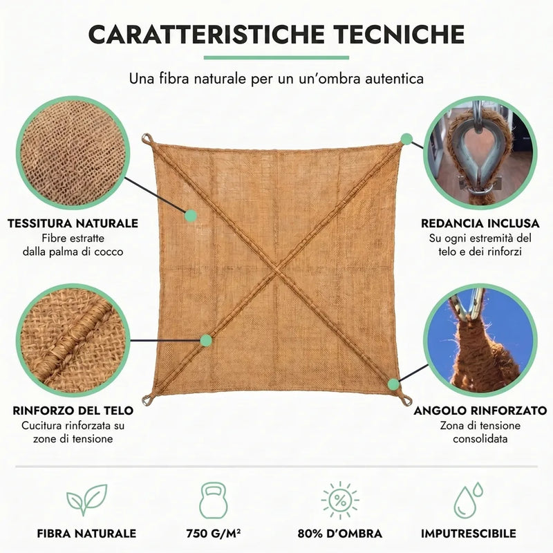 Rete ombreggiante in fibra di cocco