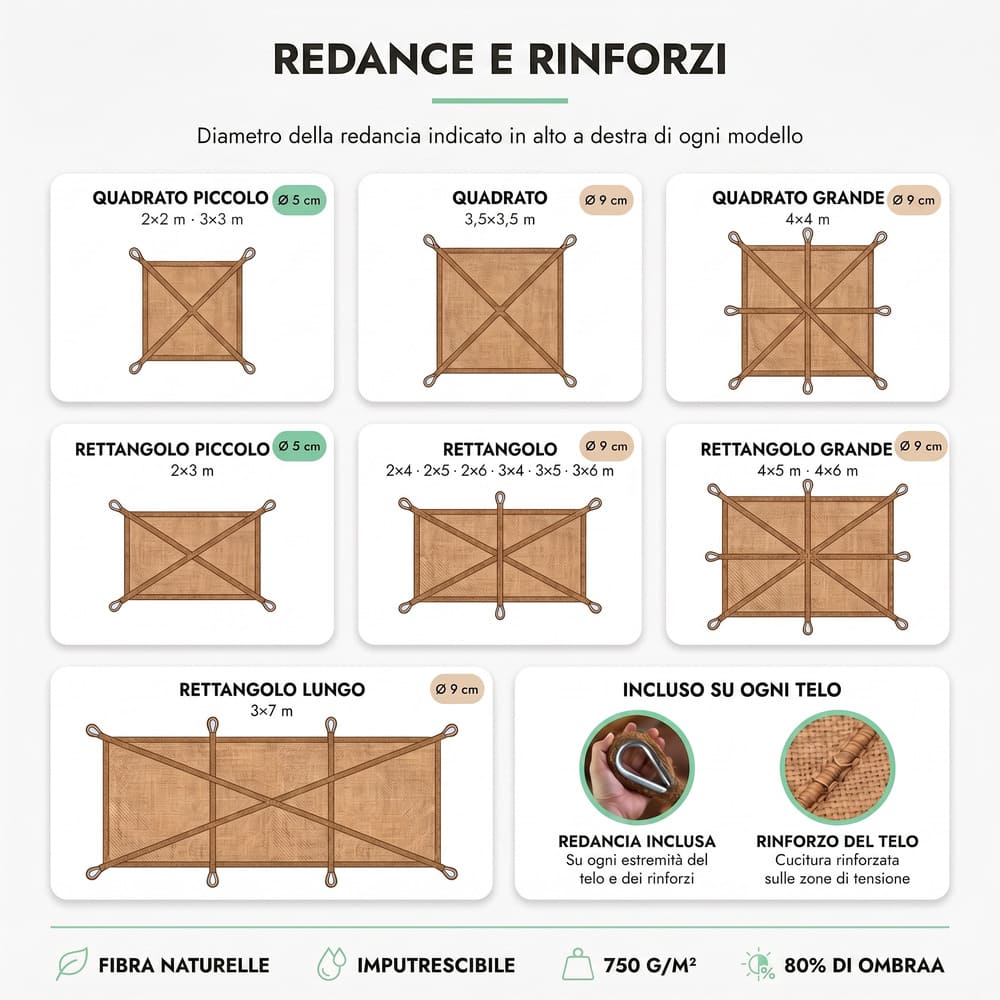 Rete ombreggiante in fibra di cocco