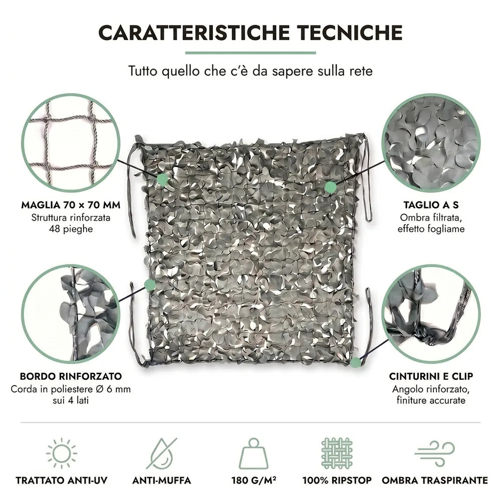 Rete mimetica triangolare grigia