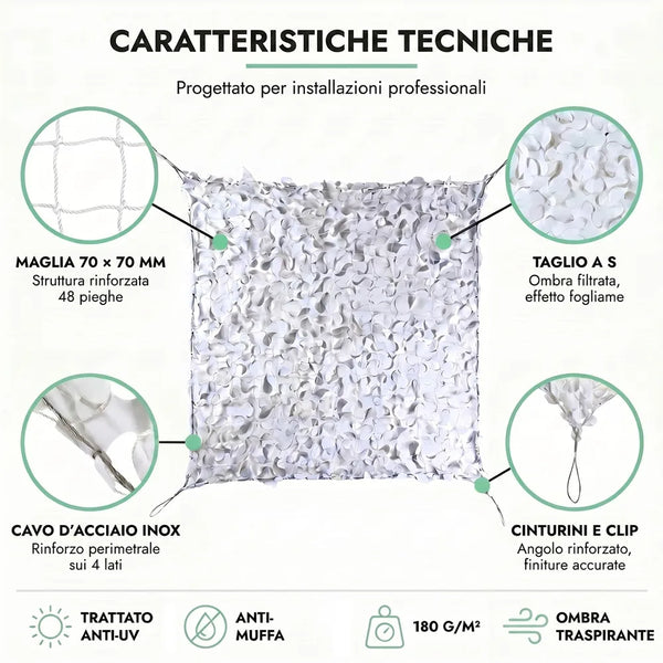 Scheda tecnica rete mimetica con cavo d'acciaio