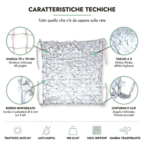 Scheda tecnica rete mimetica bianca